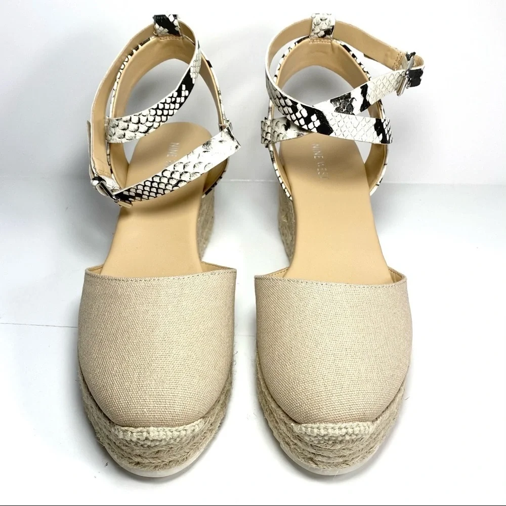 Nine West Wedge Espadrille Beige Snake Print‎ 10M